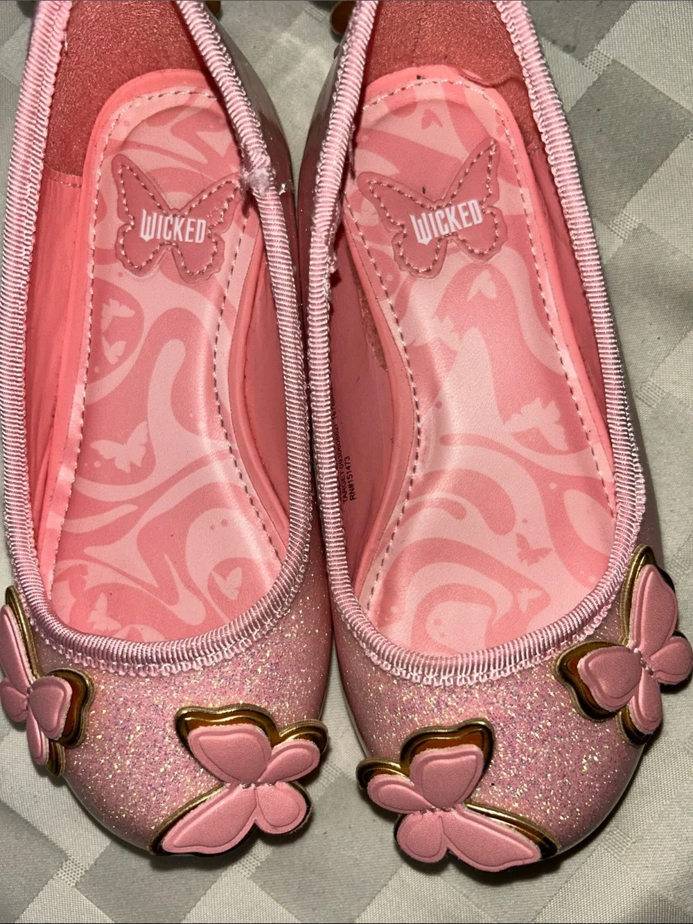 Groundup “Wicked” Pink Glitter Butterfly Slip-On Flats for Kids